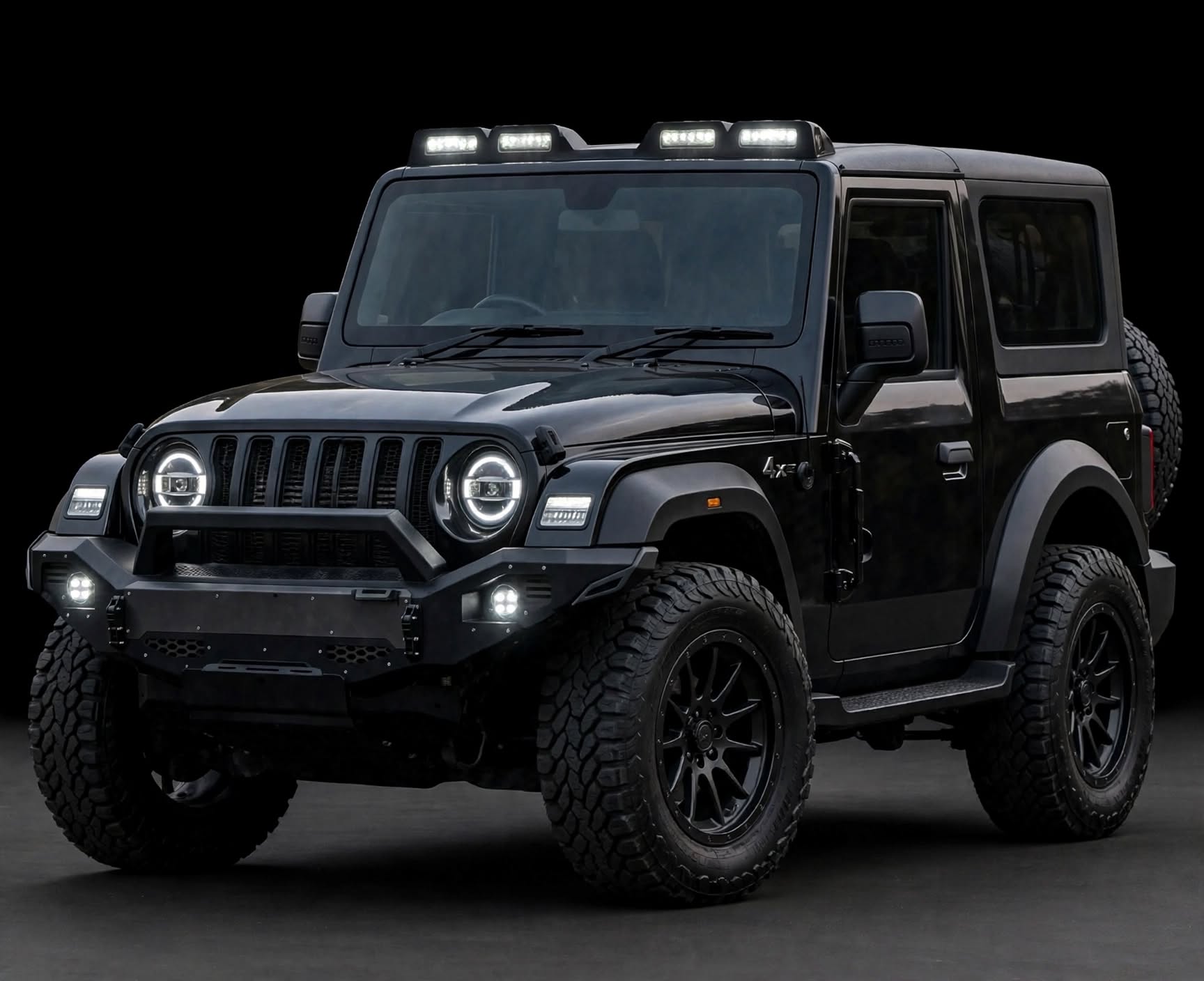 Studio front of the black Thar