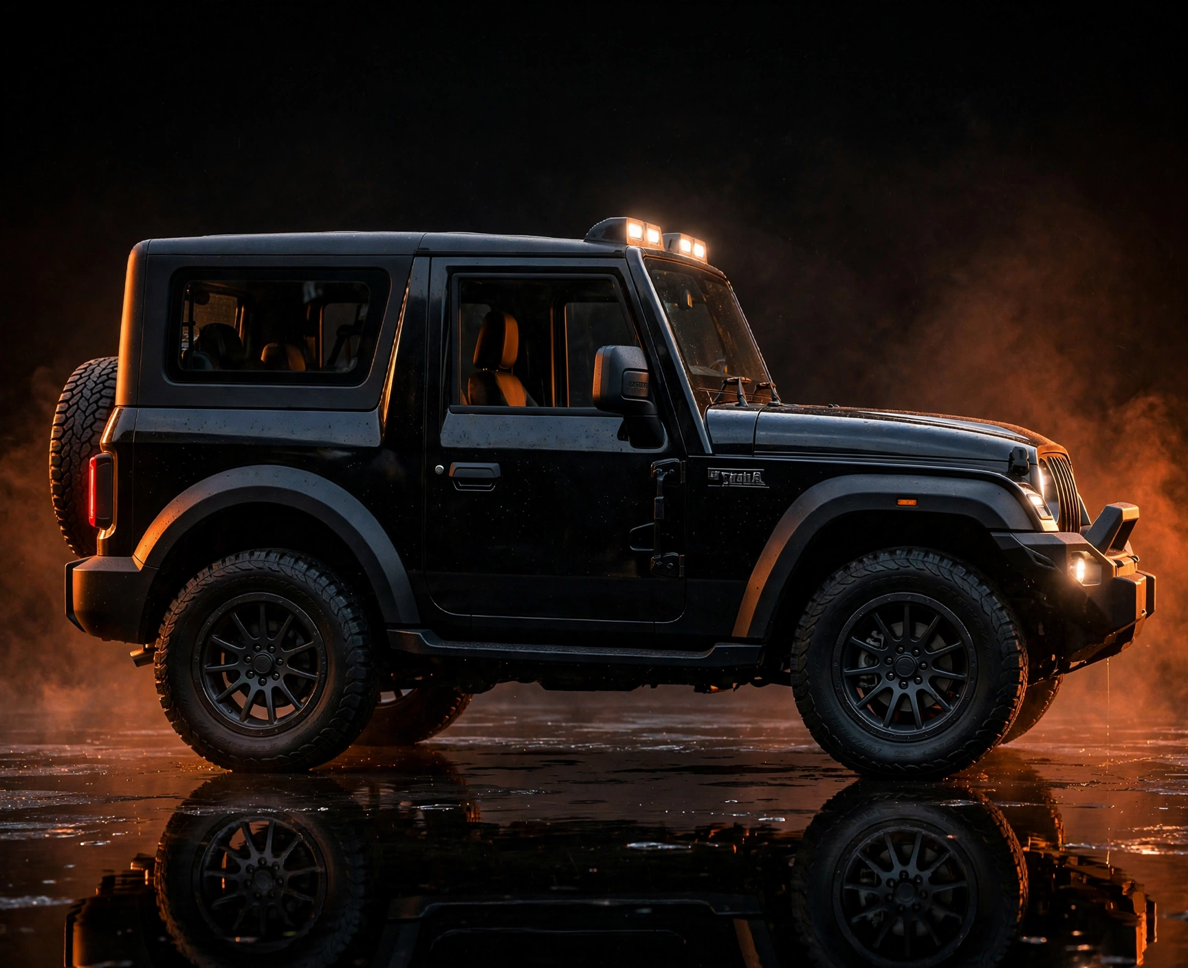 Side profile of the black Thar